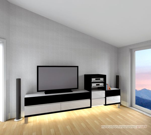 Wohnzimmermöbel schwarz weiß CAD Zeichnung